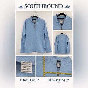 Southbound Quarter Zip Pullover XL Light Blue Cotton Casual Coastal Sweatshirt